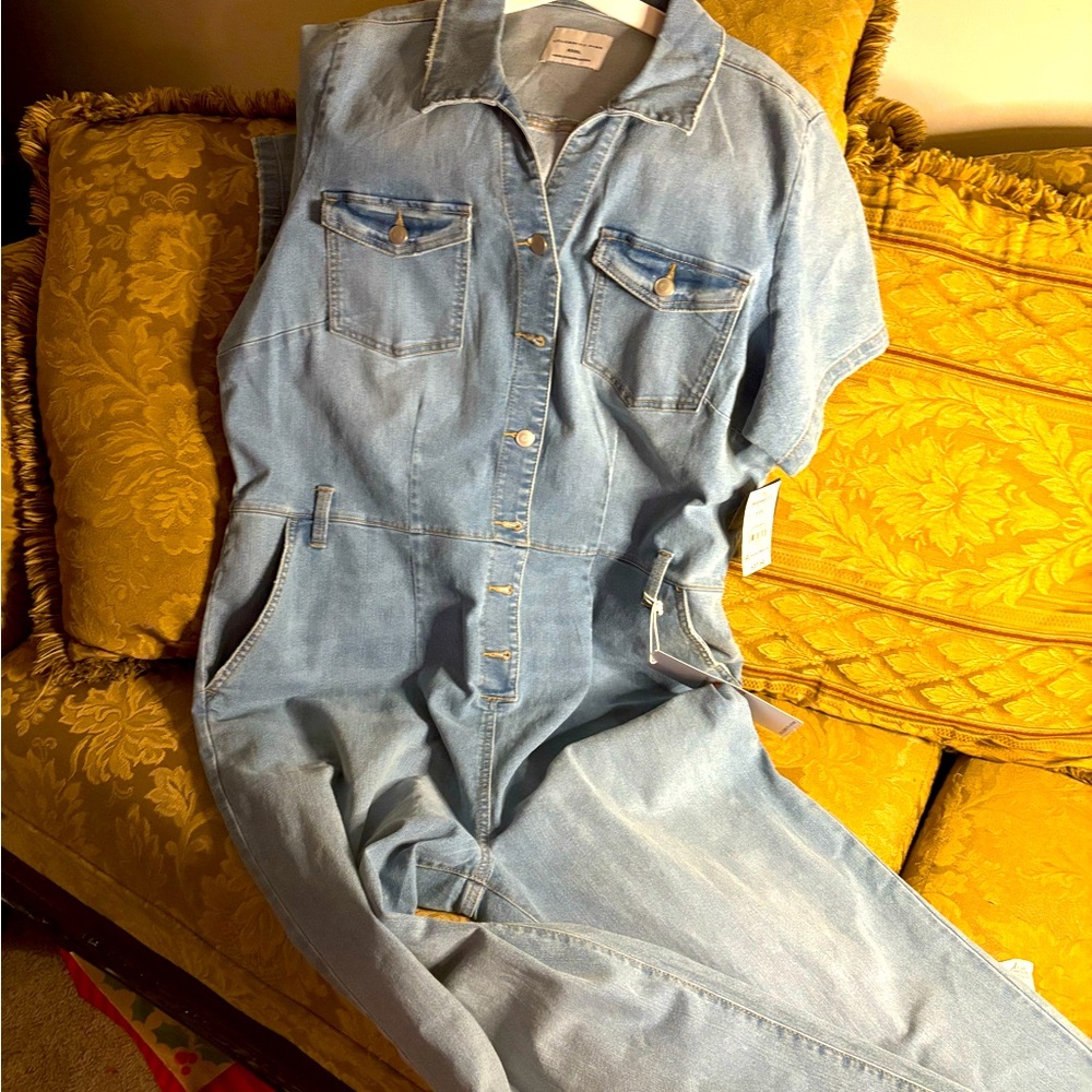 Plus size denim jumpsuit